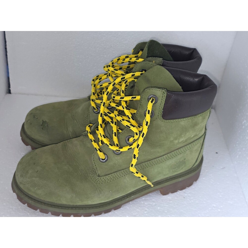 Timberland Boys Green Nubuck Lace-Up Ankle Boots Round Toe US 6.5 EU 39.5